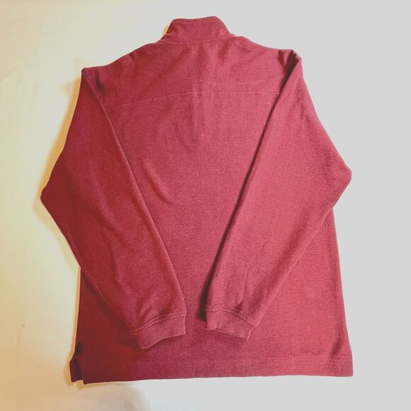 Izod Mens Large Quarter Zip Pullover Knit Cotton Burgundy Cuffed Long Sleeves - Picture 2 of 8